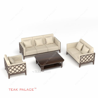 Sofa 321 Minimalis Modern Kayu Jati Seri Alvaro TKDN