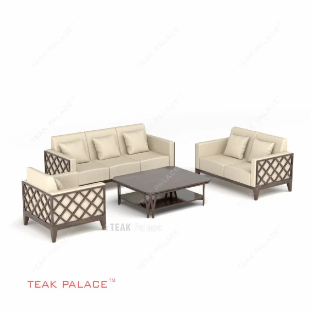 Sofa 321 Minimalis Modern Kayu Jati Seri Alvaro TKDN