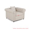 Single Sofa Cream Linen Chesterfield