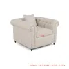 Single Sofa Cream Linen Chesterfield
