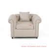 Single Sofa Cream Linen Chesterfield