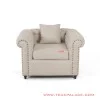 Single Sofa Cream Linen Chesterfield