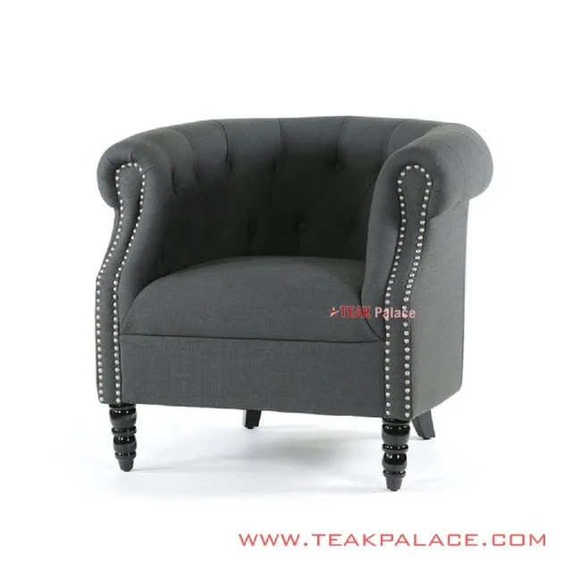 Sofa Single Chesterfield Grey Minimalis Jati