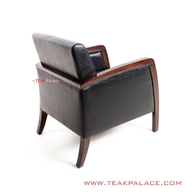 Kursi Jati Minimalis Single Kulit Hitam Kuta