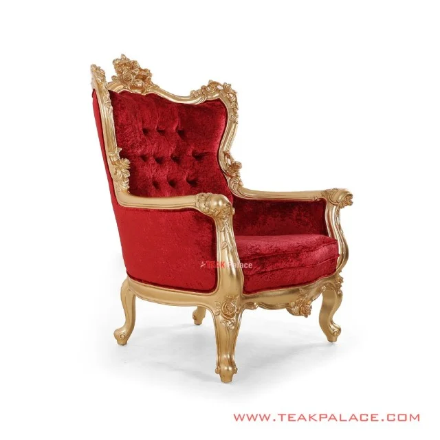 Sofa Ukir Mewah Warna Emas Seri Shinta Kain Merah