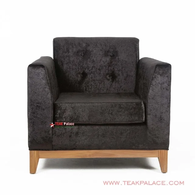 Kursi Sofa Jati Single Seri Riau Kain Hitam