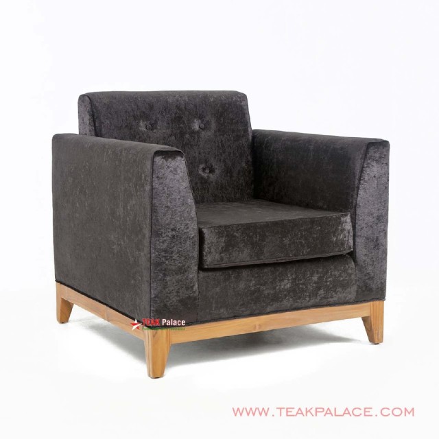 Kursi Sofa Jati Single Seri Riau Kain Hitam