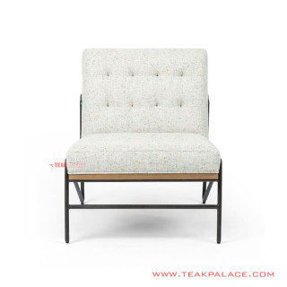 Single Sofa Jati Natural Rangka Besi Kain Motif Seri June Single Sofa Jati Natural Rangka Besi Kain Motif Seri June