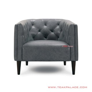 Dion Sofa Single Kulit Grey Jati Minimalis Dion Sofa Single Kulit Grey Jati Minimalis