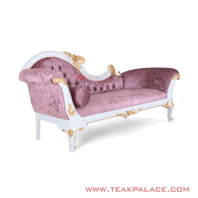 Sofa Santai Kayu Jati Ukir Warna Putih Ungu Seri Dahlia Sofa Santai Kayu Jati Ukir Warna Putih Ungu Seri Dahlia