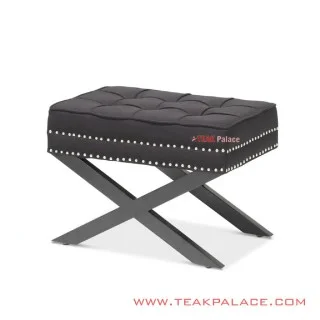 Puff Bangku Minimalis Andriana Hitam Kaki Silang