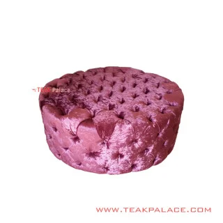 Bangku Puff Bundar Chester Kain pink