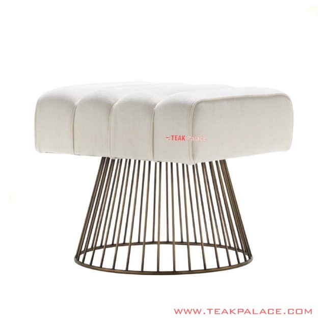 Stool Mewah Kaki Besi Venezia Putih Minimalis