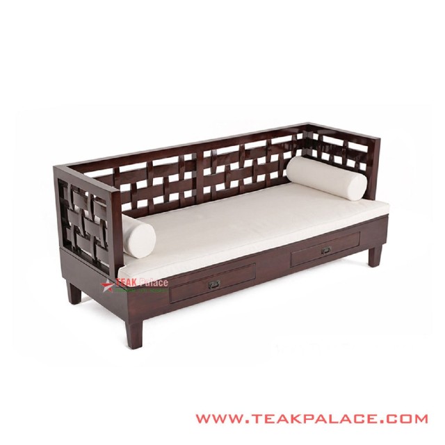 Bangku Ketupat Kayu Jati Minimalis 3 Dudukan