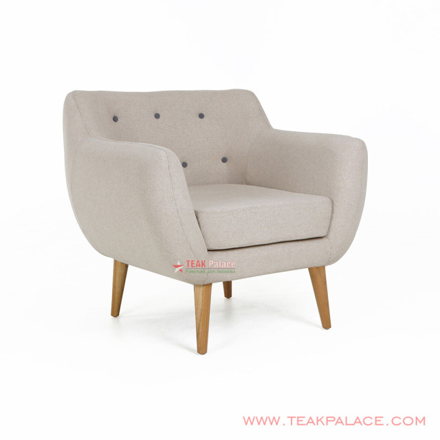 Sofa Retro Vintage Minimalis Modern Seri Dina Single Warna Krem