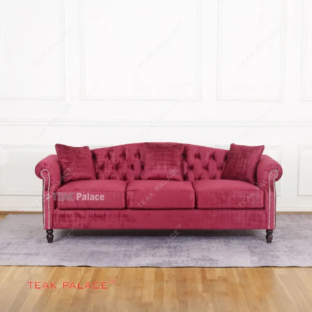Sofa Mewah Merah Maroon Minimalis Seri Emily 3 Dudukan Sofa Mewah Merah Maroon Minimalis Seri Emily 3 Dudukan