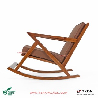 Kursi Goyang Minimalis Kayu Jati Seri bandung Kain Coklat Kursi Goyang Minimalis Kayu Jati Seri bandung Kain Coklat