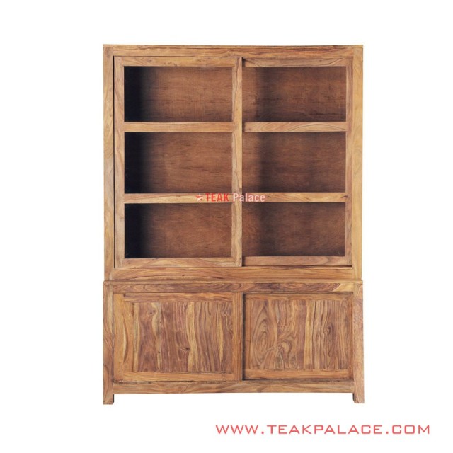 Lemari Pajangan Jati Natural Sliding Seri Cirebon Lemari Pajangan Jati Natural Sliding Seri Cirebon