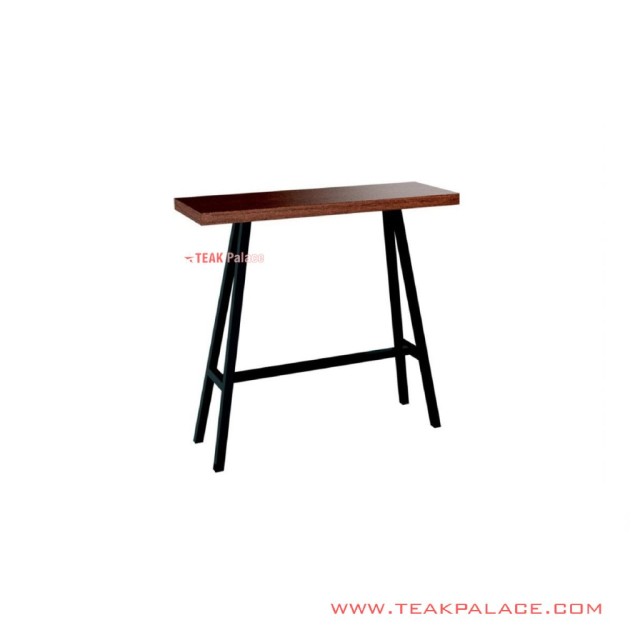 Meja Konsol Cisuren Kaki Besi Daun Meja Kayu Jati Natural Salak Brown
