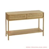 Meja Konsol Laci Praya Anyaman Minimalis Natural