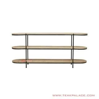 Meja Konsol Minimalis Kaki Besi Hitam Natural Harrison