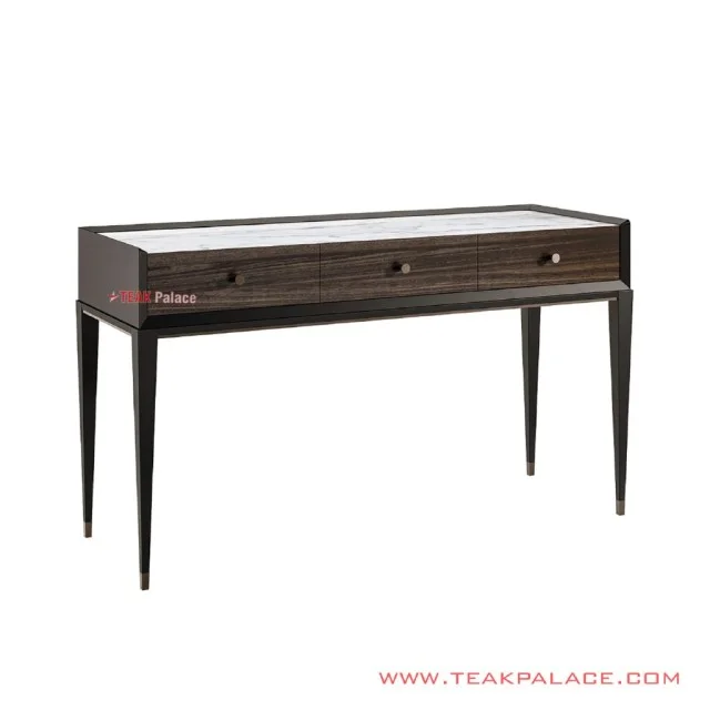 Meja Konsol Jati Black Walnut Top Table Marmer Seri Miranda Meja Konsol Jati Black Walnut Top Table Marmer Seri Miranda