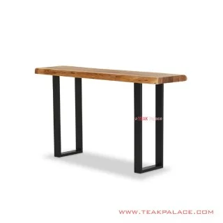 Meja Konsol Kayu Jati Melani Minimalis Kaki Besi