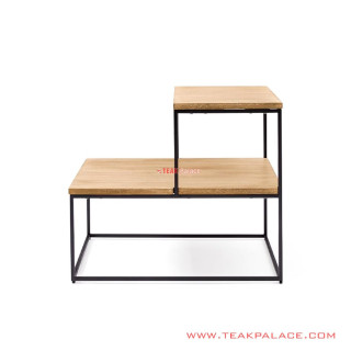 Meja Sudut Sasmita Rangka Besi Top Kayu Natural Meja Sudut Sasmita Rangka Besi Top Kayu Natural