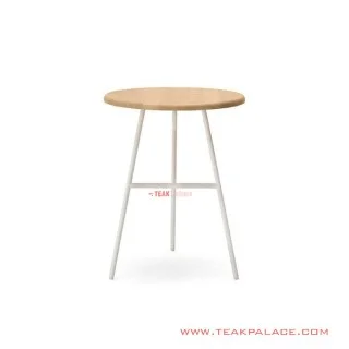 Meja Sudut Jati Natural Kaki Besi Putih Seri Silica Meja Sudut Jati Natural Kaki Besi Putih Seri Silica