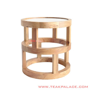 Meja Ariyo Large Natural Minimalis Top Kaca