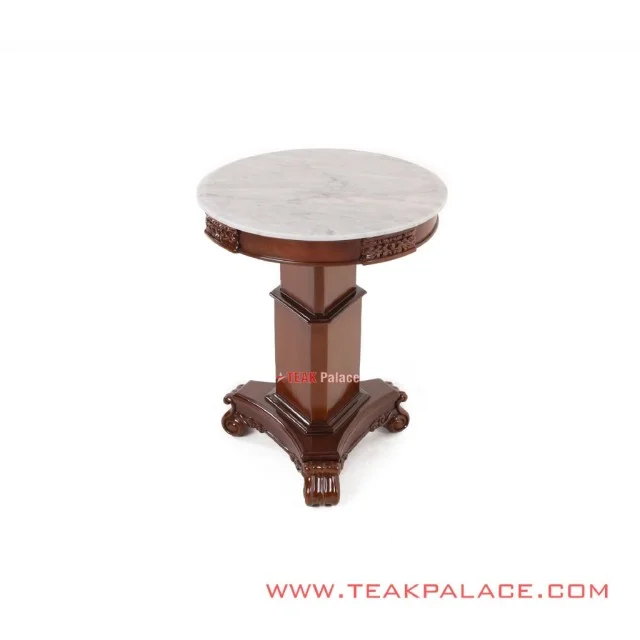 Meja Sudut Jati Ukir Salak Brown Top Table Marmer Meja Sudut Jati Ukir Salak Brown Top Table Marmer