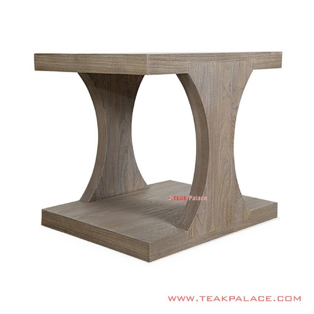 Meja Sudut Minimalis White Wash Akio Jati