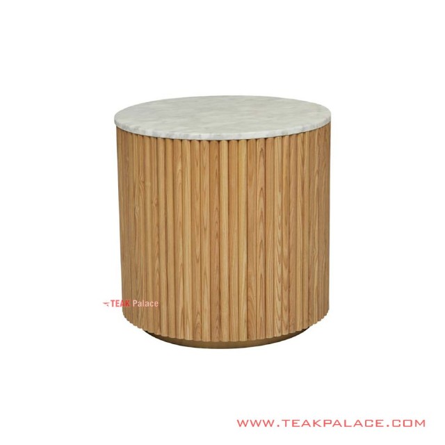 Meja Sudut Bundar Jati Natural Top Marmer Ivina Meja Sudut Bundar Jati Natural Top Marmer Ivina