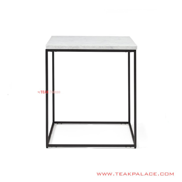 Meja Sudut Rangka Besi Top Marmer Putih seri Aespa Meja Sudut Rangka Besi Top Marmer Putih seri Aespa