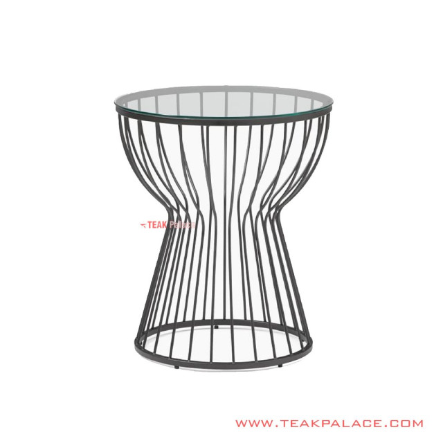 Meja Sudut Rangka Besi Hitam Top Glass Seri Ciblon Meja Sudut Rangka Besi Hitam Top Glass Seri Ciblon