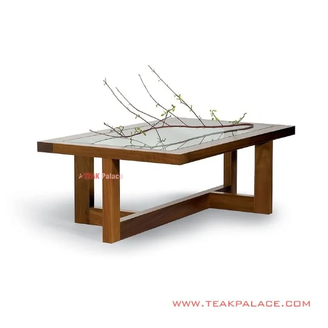 Meja Tamu Minimalis Jati Top Kaca seri Oregon