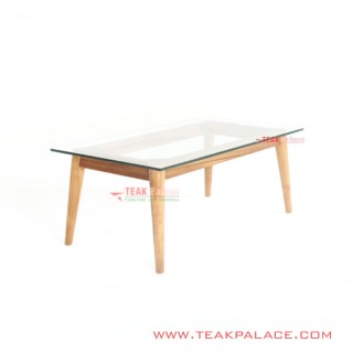 Meja Tamu Kaca Kayu Jati Retro Seri Emma Meja Tamu Kaca Kayu Jati Retro Seri Emma