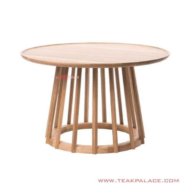 Meja Tamu Bundar Jati Natural Seri Spider