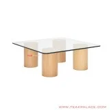 Meja Tamu Kaca Natural Kayu Jati Minimalis Macchio