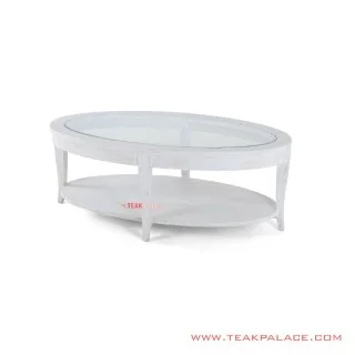 Coffe Table Ovale Duco Putih Minimalis