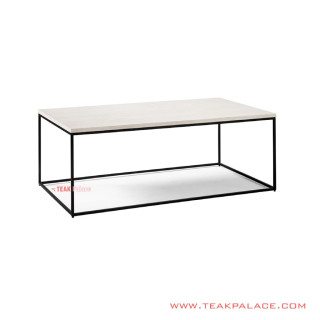 Meja Tamu Top Kayu Jati Putih Ivory Rangka Besi Seri Aespa Meja Tamu Top Kayu Jati Putih Ivory Rangka Besi Seri Aespa