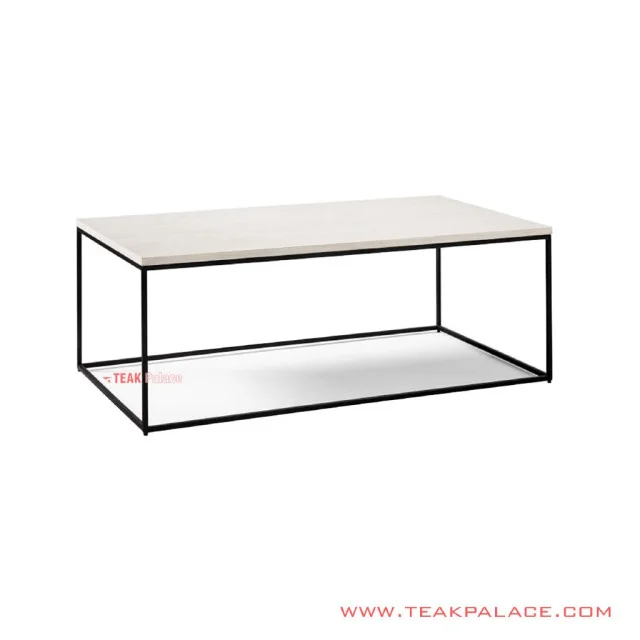 Meja Tamu Top Kayu Jati Putih Ivory Rangka Besi Seri Aespa Meja Tamu Top Kayu Jati Putih Ivory Rangka Besi Seri Aespa