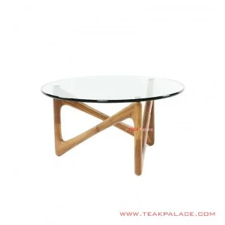 Meja Tamu Kaca Minimalis 75 cm Zagi Golden Teak Meja Tamu Kaca Minimalis 75 cm Zagi Golden Teak