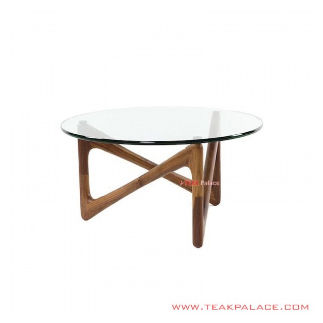 Meja Tamu Kaca Kayu Jati 75 cm Zagi Salak Brown Meja Tamu Kaca Kayu Jati 75 cm Zagi Salak Brown