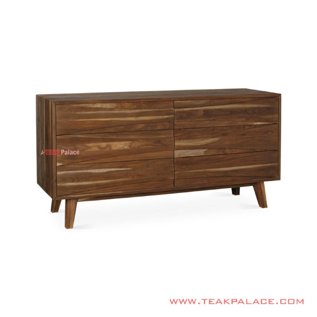 Buffet 6 Drawer Jati Minimalis Salak Brown Seri Dominic 