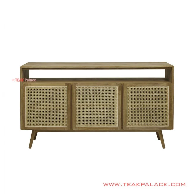 Buffet Kayu Jati dan Anyaman Rotan Natural Wagga Buffet Kayu Jati dan Anyaman Rotan Natural Wagga