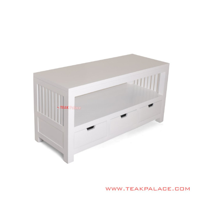 Bekasi Meja TV Minimalis Jati Putih