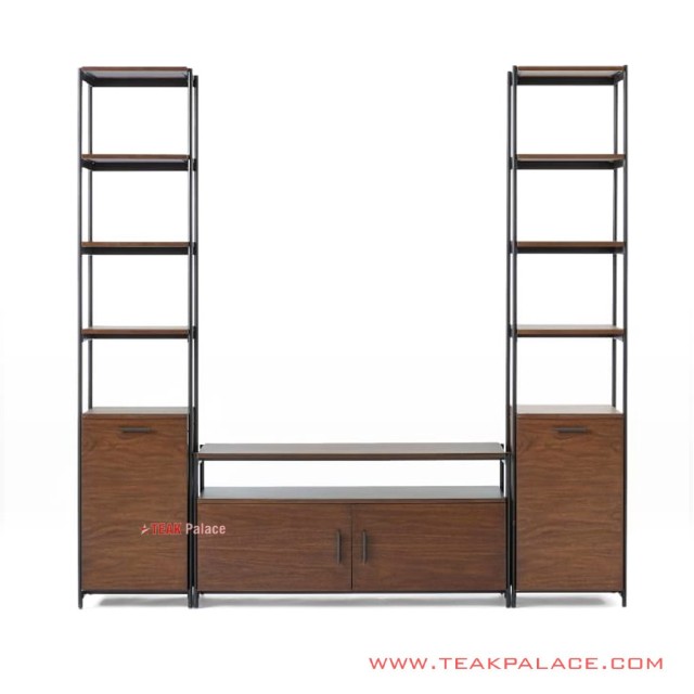 Set Rak Meja TV Rangka Besi Kayu Jati Minimalis Seri Foundry Set Rak Meja TV Rangka Besi Kayu Jati Minimalis Seri Foundry
