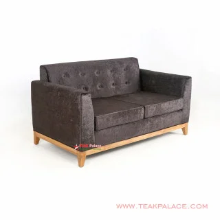 Sofa Jati Minimalis Hitam 2 Dudukan Seri Riau