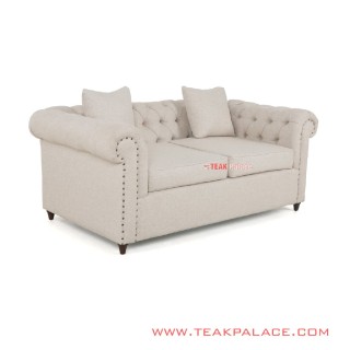 Sofa Chesterfield 2 Dudukan Warna Cream Linen Sofa Chesterfield 2 Dudukan Warna Cream Linen